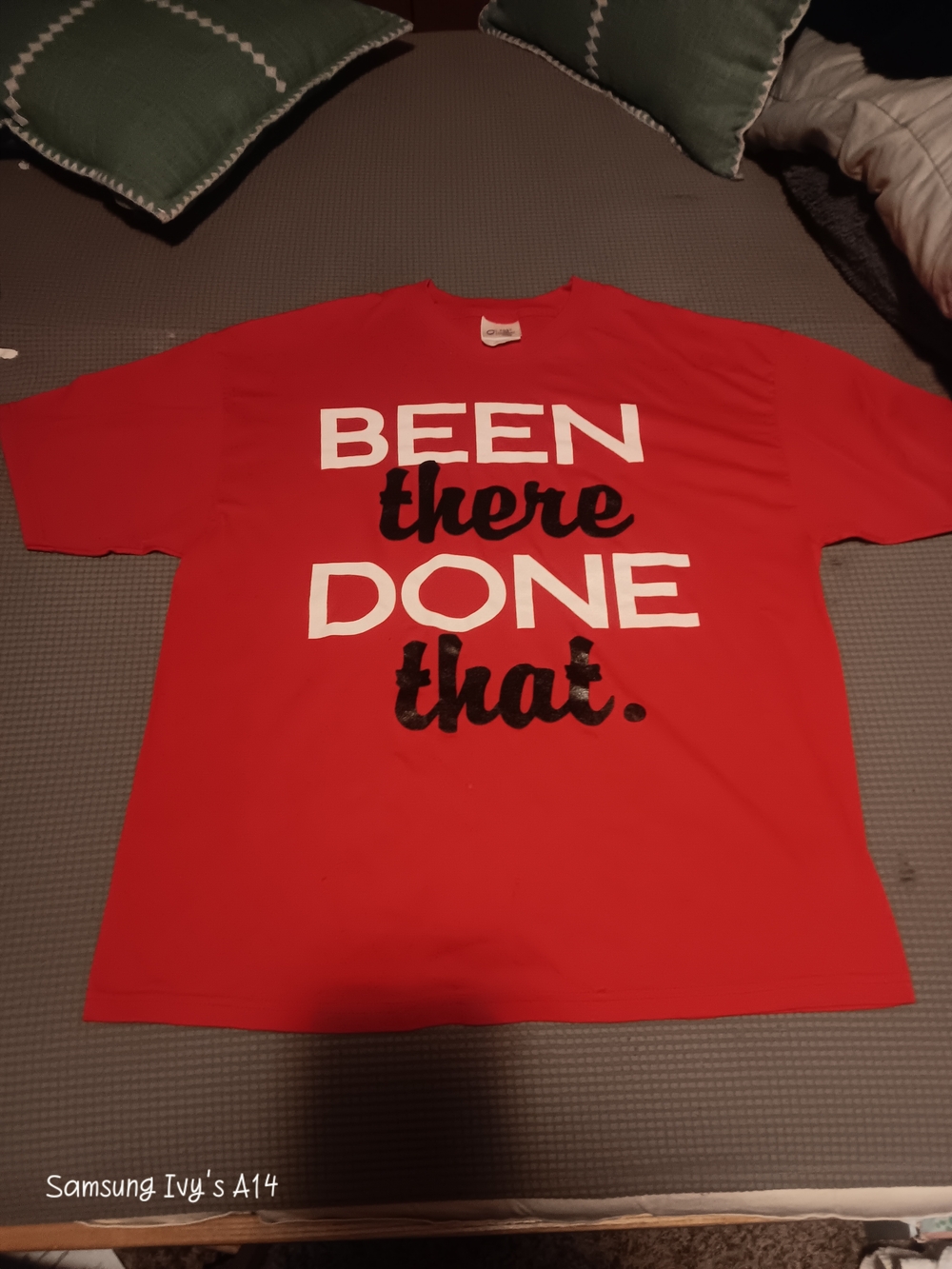 Port and Company Red Short Sleeve Tee with Bold 'BEEN there DONE that.' Graphic